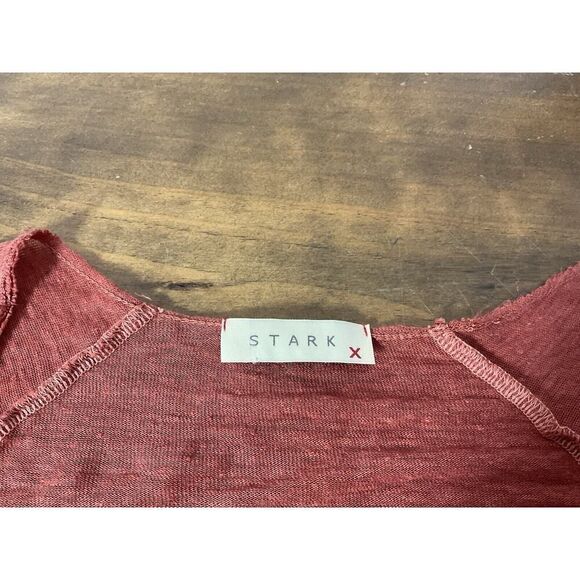 Stark X 100% Linen Bell Sleeve Size Large Red Blouse - Picture 2 of 11